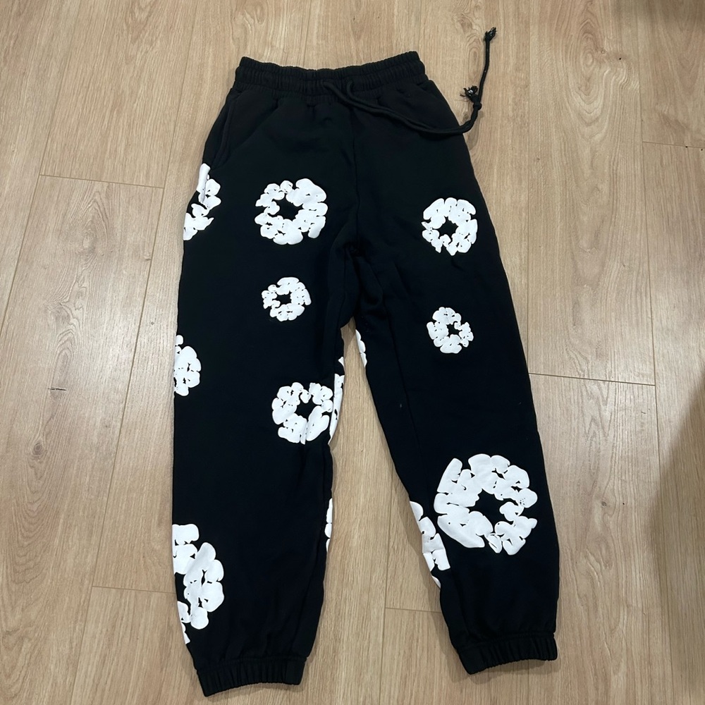 Kids Black and White Floral Joggers